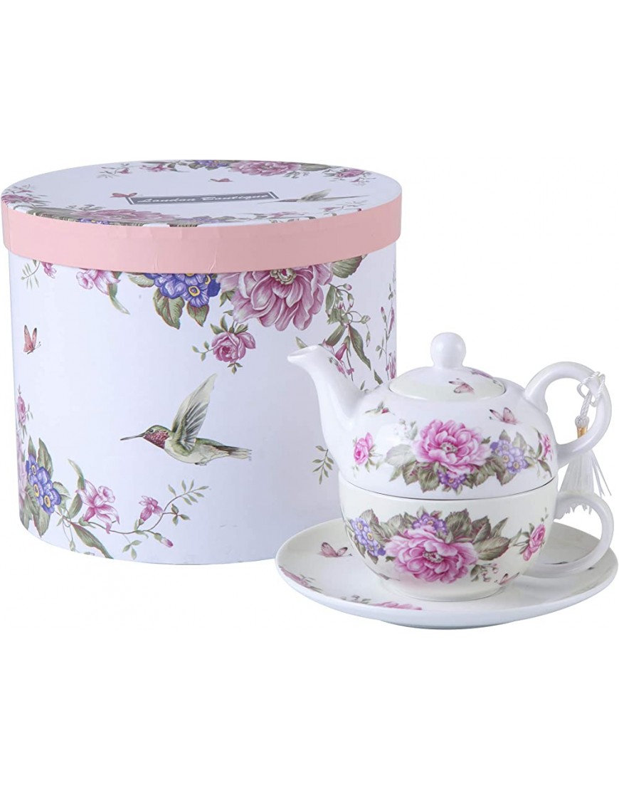 Ensemble de théière tasse et soucoupe en porcelaine pour une personne à motif floral boîte cadeau - BQA1HETYJ