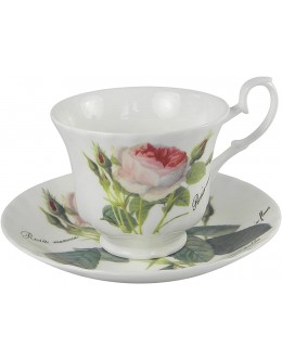 La tasse à thé Redoute Roses et sa sous-tasse. Roy Kirkham. - B4E9EMCPZ