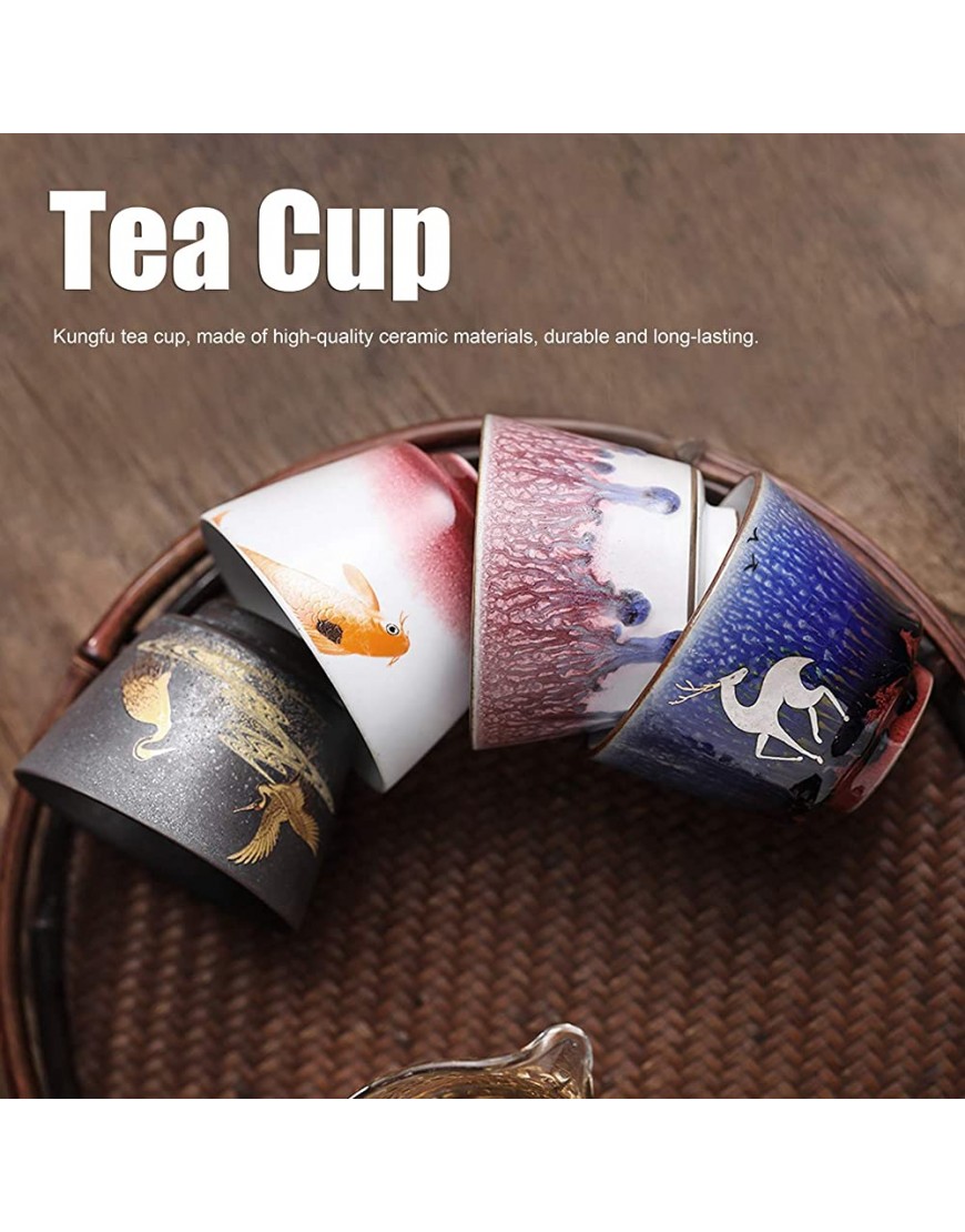 Lot de 4 Tasse à thé japonaises en céramique Services à thé asiatique Chinois Kung Fu pour amateur de thé - BK6M8EZLT
