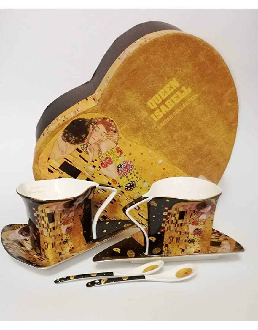 Atelier Harmony Gustav Klimt Lot de 2 Tasses à thé en Porcelaine avec boîte Cadeau Motif Le Baiser Noir 19" - BK8J1ESUT