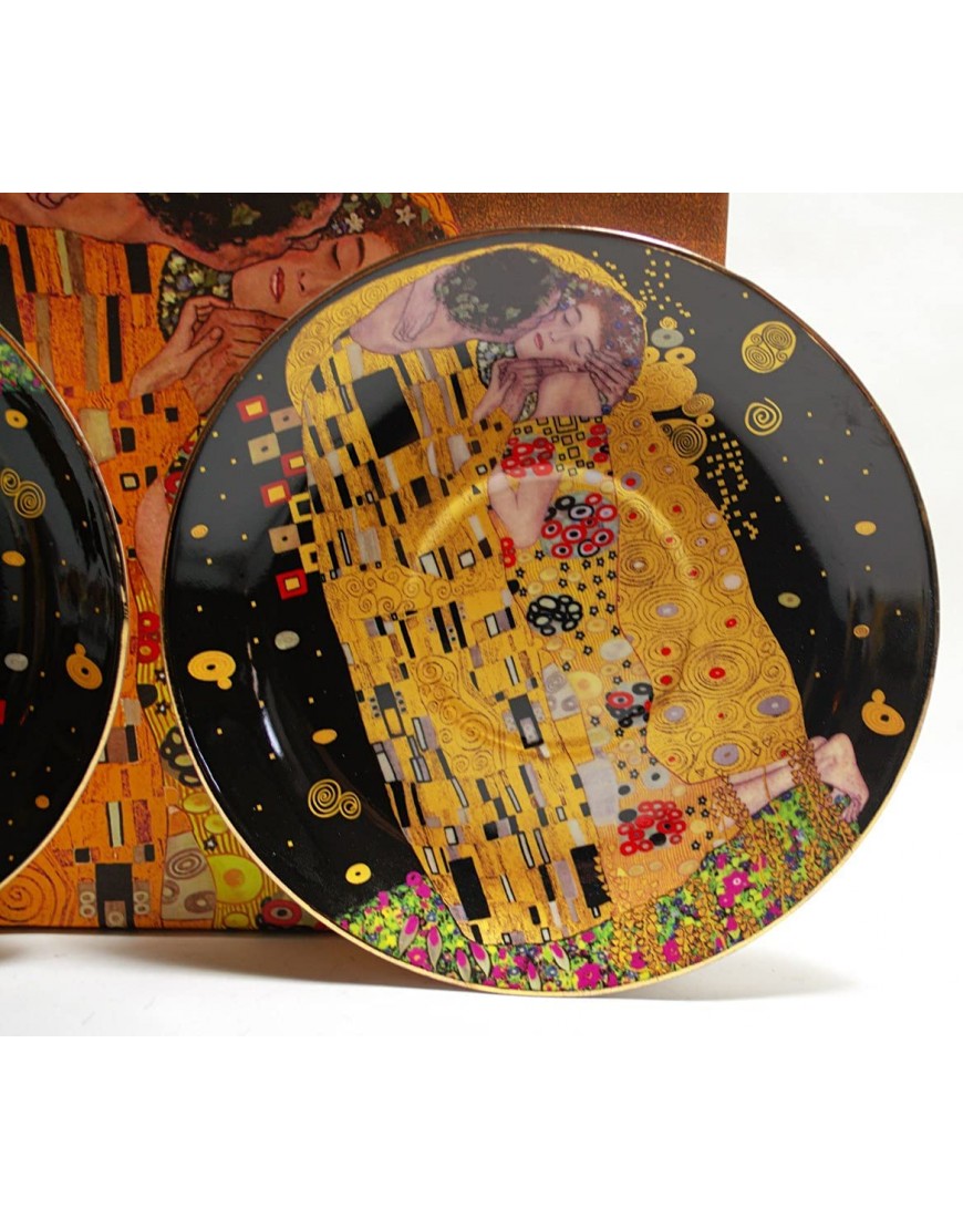 Atelier Harmony Gustav Klimt Set de à café en Porcelaine avec Coffret Cadeau Motif Le Baiser T2 Noir doré - B1VVBRGBL