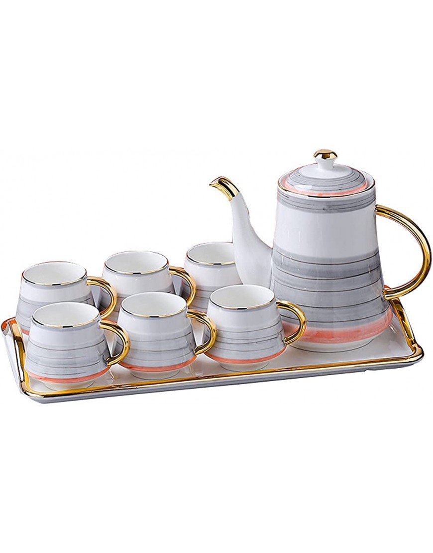 European Ceramic Coffee Cup Set Creative Golden Stroke Home Hotel Afternoon Tea Kettle Cup Gift Box - BMKKQHRMC