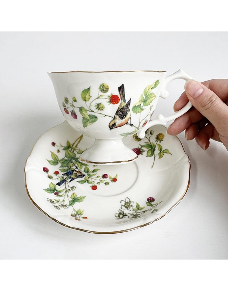 SAXTZDS Ensemble de tasses à thé en céramique en porcelaine fine avec poignée Motif oiseau - B679ENRVJ