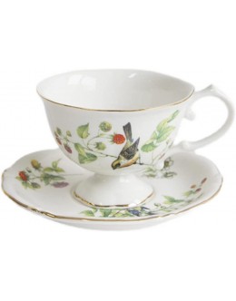 SAXTZDS Ensemble de tasses à thé en céramique en porcelaine fine avec poignée Motif oiseau - B679ENRVJ