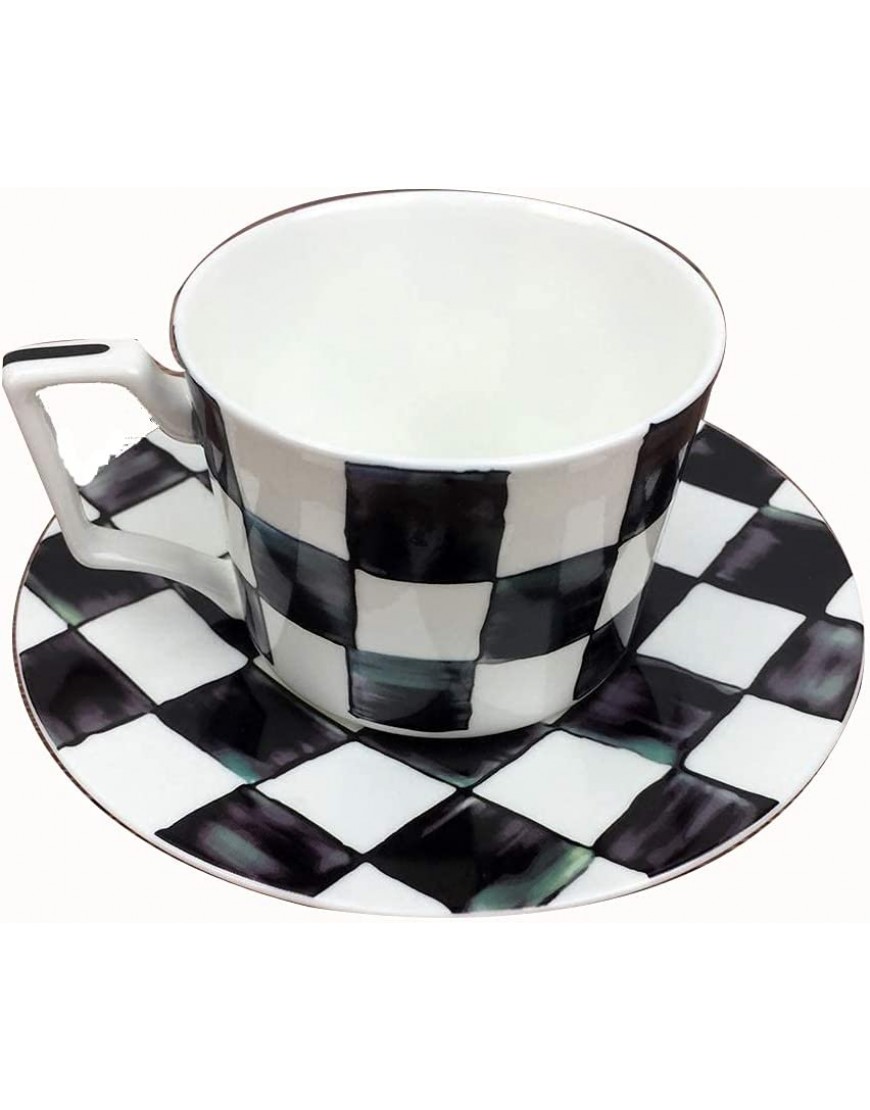 SHUIZONG Tasse à café créative Ensemble de Vaisselle Minimaliste Moderne en Porcelaine Tasse à café à Carreaux Noir et Blanc - B7WM8ZDYE