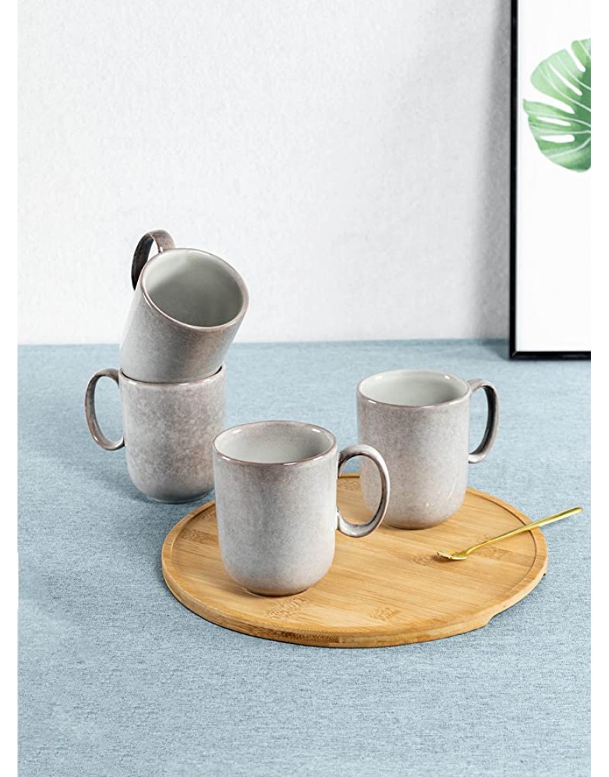 Tasses à Café Porcelaine Coupes Gris de 450ml Tasse à Thé avec Poignée pour Déjeuner Dinner Vaisselle de Service à Café pour 4 Personnes Set Mug de 4 Pcs - B3HWWOENI