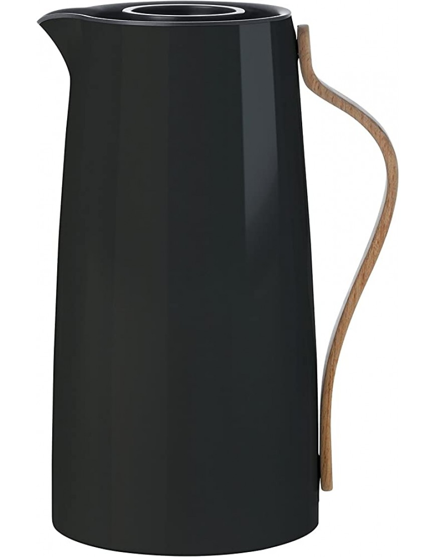 Stelton Emma Cafetière Isotherme Carafe isotherme à double paroi en acier inoxydable de 1,2 l Théière et récipient pour boissons chaudes avec poignée en bois de hêtre couvercle à ouverture facile finition brillante Noir - B1KWMGBPD