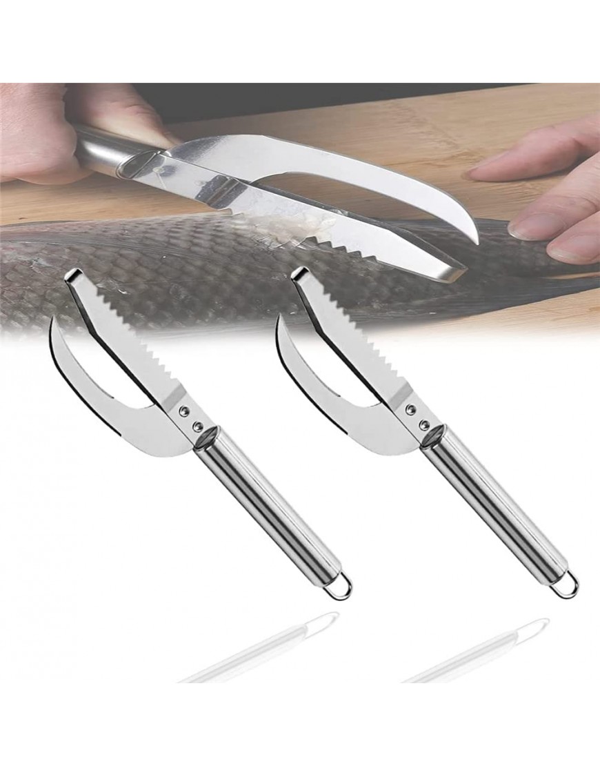 2Pcs fish scale knife cut scraper dig 3-in-1,Multifunction Stainless Steel Fish Scaler Remover Cutter,Fish Descaler Cleaner Tool for Home Restaurant Kitchen - BBNHBCNTH