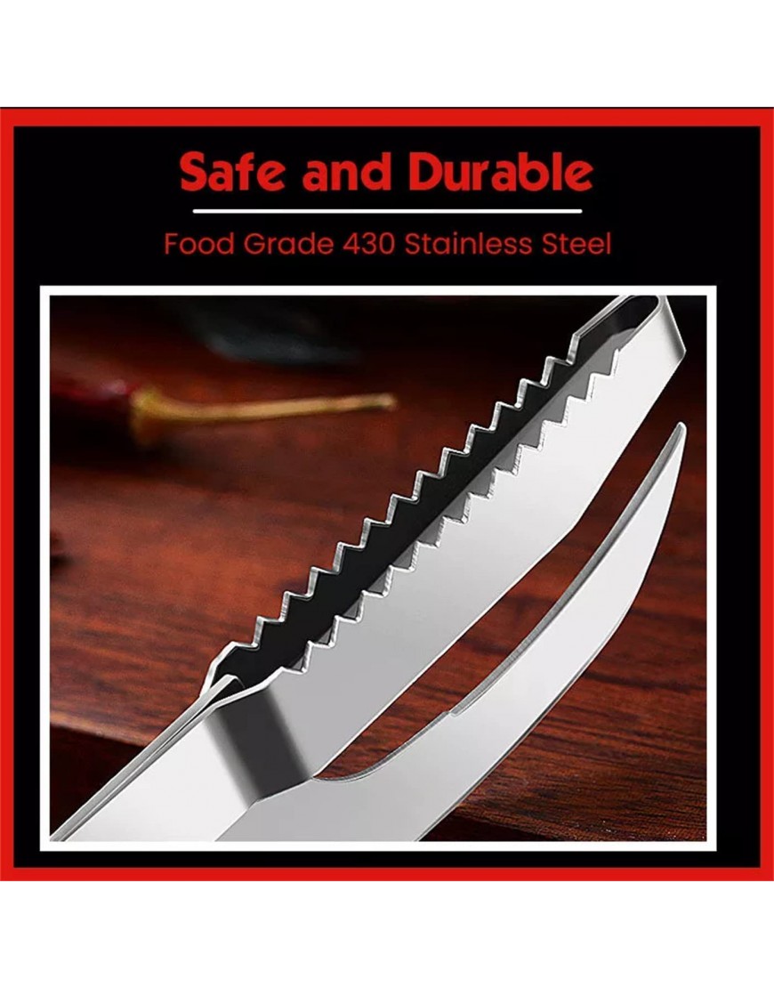 Lot de 2 couteaux 3 en 1 en acier inoxydable pour couper racler creuser 3 en 1 avec dents de scie en acier inoxydable pour enlever facilement les écailles de poisson - B2143NUEK