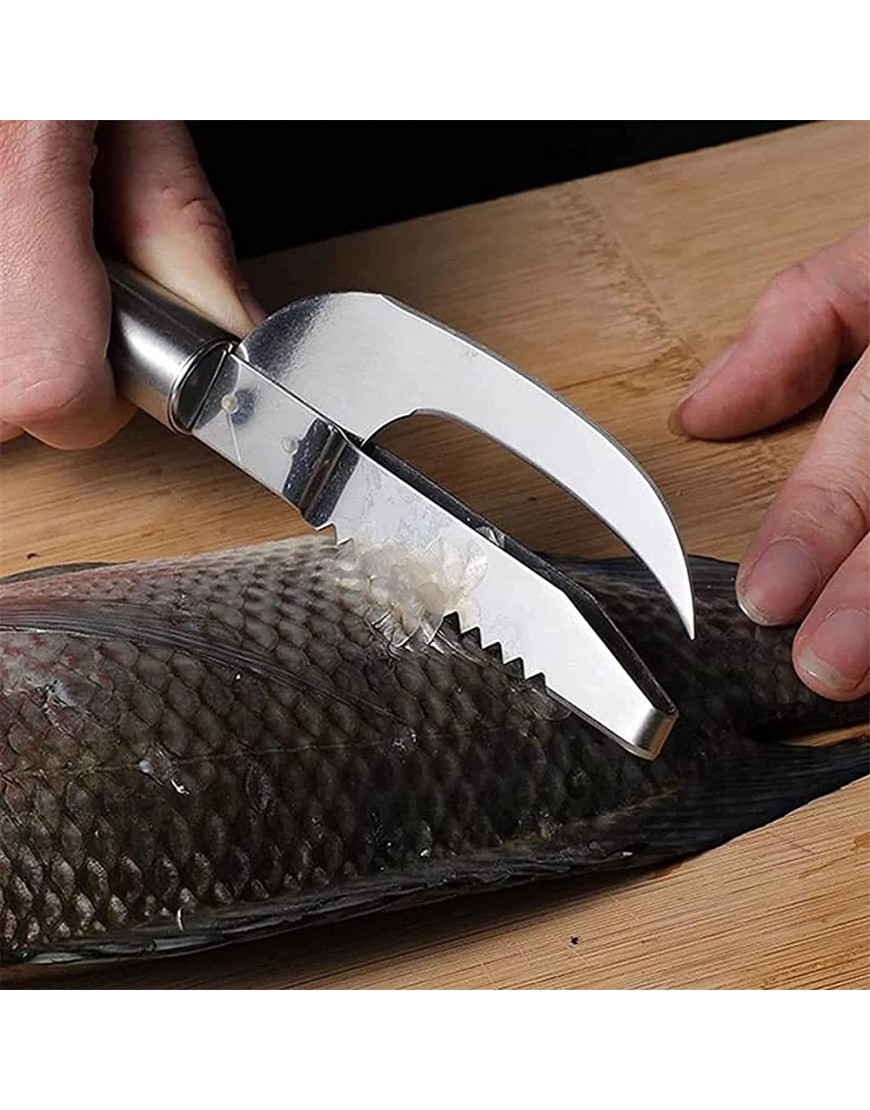 Lot de 2 couteaux à écailles de poisson 3 en 1 en acier inoxydable avec dents de scie pour enlever facilement les écailles de poisson détartrant de poisson - BWNBAVSSJ