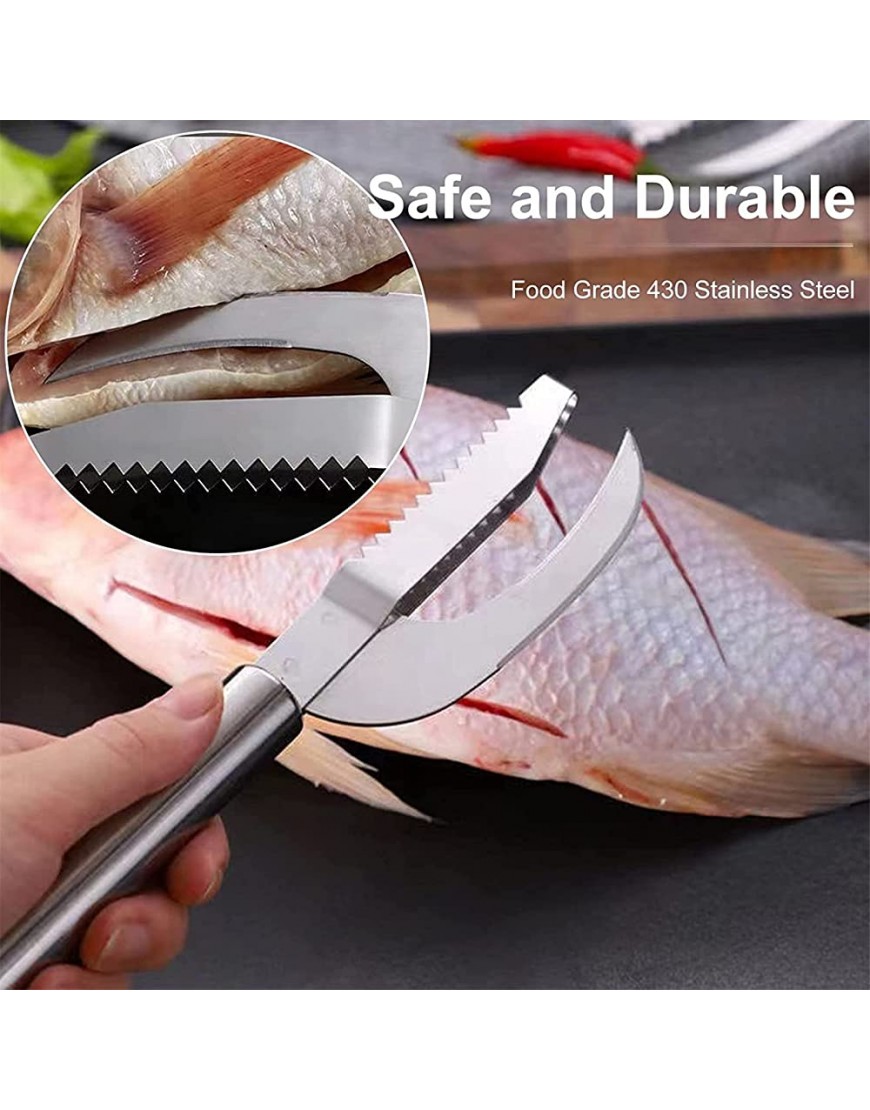 Lot de 2 couteaux à écailles de poisson 3 en 1 en acier inoxydable avec dents de scie pour enlever facilement les écailles de poisson détartrant de poisson - B2QJ6VGGA