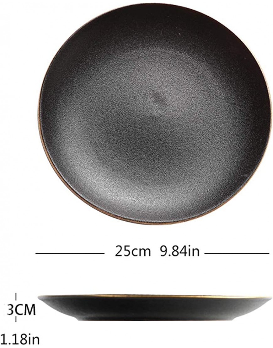 assiette Grande plaque de service en céramique steak de glaçure mate noir assiette de pâtes assiette ronde adaptée à la famille et au restaurant ​vaisselle Size : 1pack - BKEK6CZKO