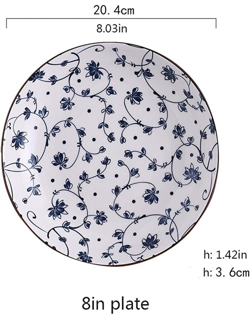Assiette Motifs floraux Plaque de dîner sous vide Coloramique Plaque d'apéritif dessert pâtes assiettes de service dessert blanc et bleu. Assiettes plates Color : A Size : 4pack - B8376LZGR