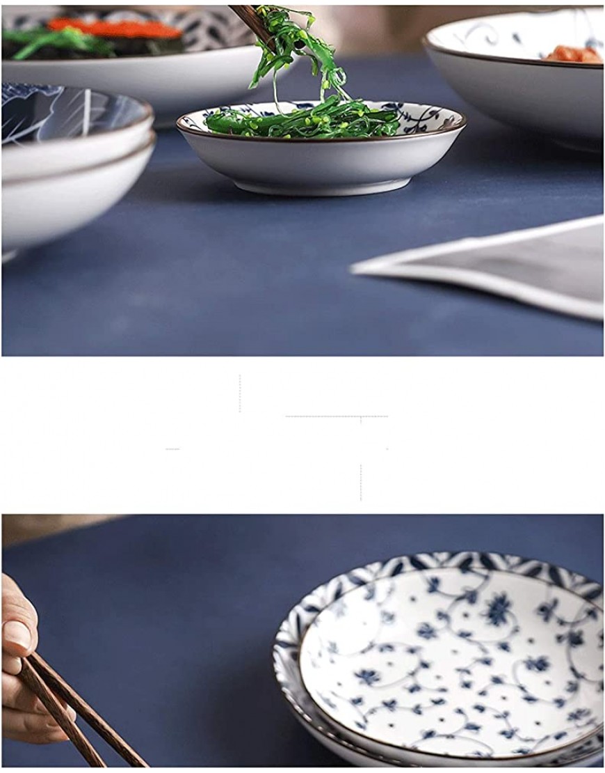 Assiette Motifs floraux Plaque de dîner sous vide Coloramique Plaque d'apéritif dessert pâtes assiettes de service dessert blanc et bleu. Assiettes plates Color : A Size : 4pack - B8376LZGR