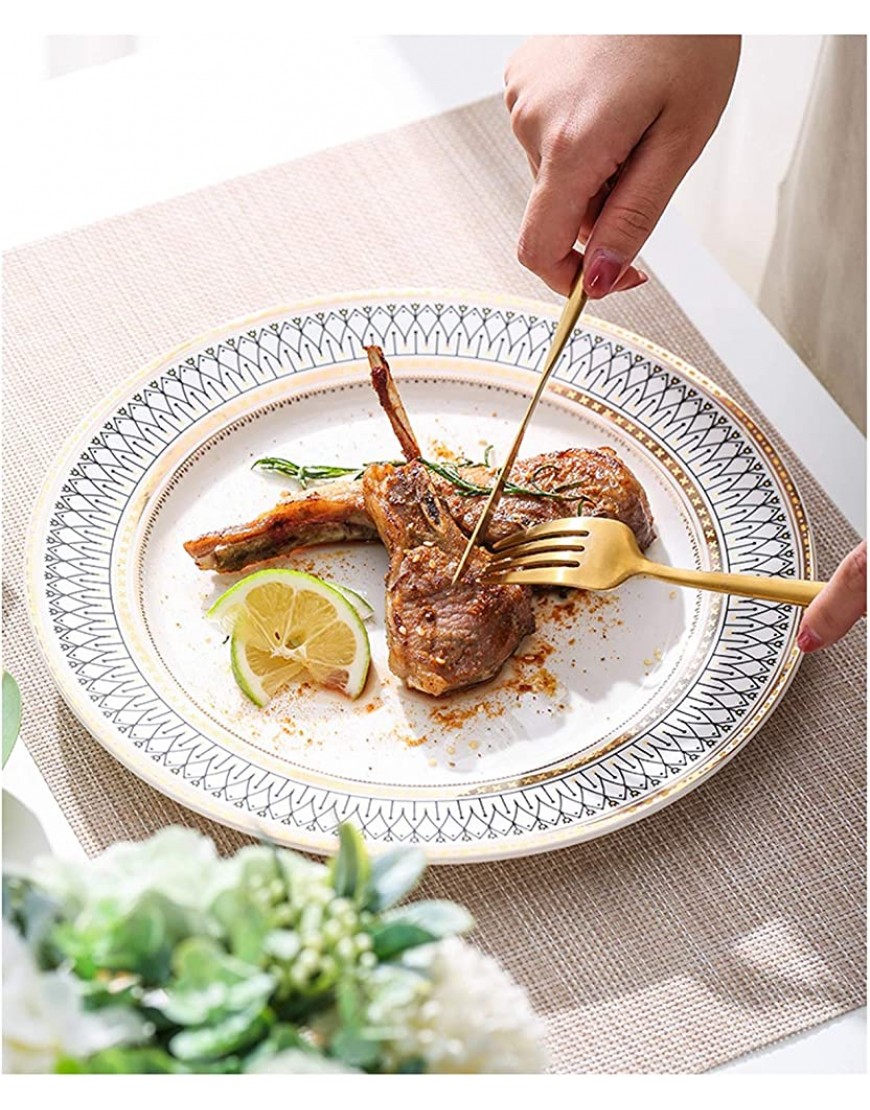 Assiettes à dîner Plaques de dîner de jante floral blanc steak céramique rond dessert plaque de pâtes plaque de service avancée pour la restauration 10 pouces 4pc. Ensembles de vaisselle - BB1B2JIQX