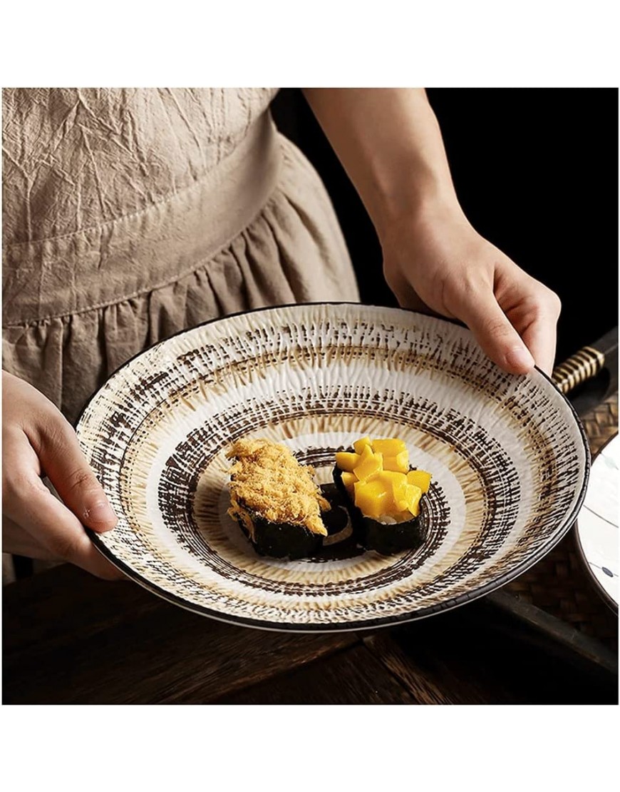 Dlx Assiettes à dîner Plaque de céramique Japonaise Ronde for la Cuisine for Le dîner for Les pâtes à Soupe de steft Steak Snack Plaque 22. 5x22.5x4.5cm Assiettes de Service Color : Blue Painted - B5BJ6SPPC