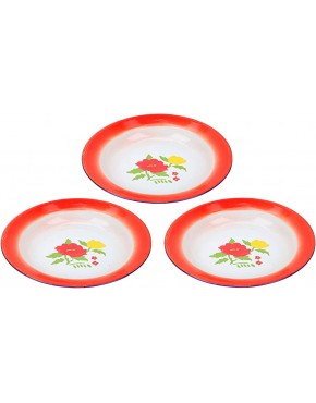 TOPBATHY Plaque de Riz Spaghetti 3- Pièces Vaisselle en Émail de Disque Rétro Plaque D' émail Ménager - B142VPCJL