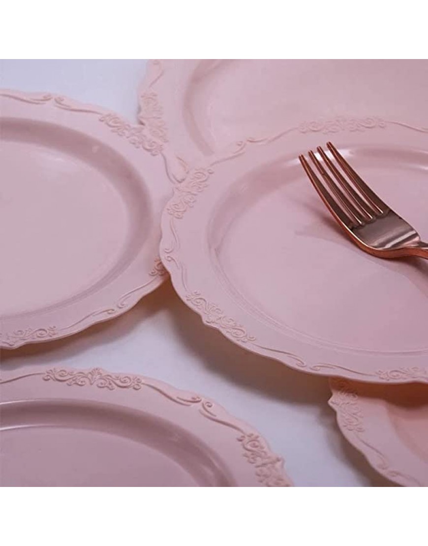6PCS assiettes en plastique disques en plastique dur rose rond coloré sculpté dessert plateau de pique-nique solide imitation porcelaine assiettes-7,5 pouces 19cm rose - B8DHWPTNG