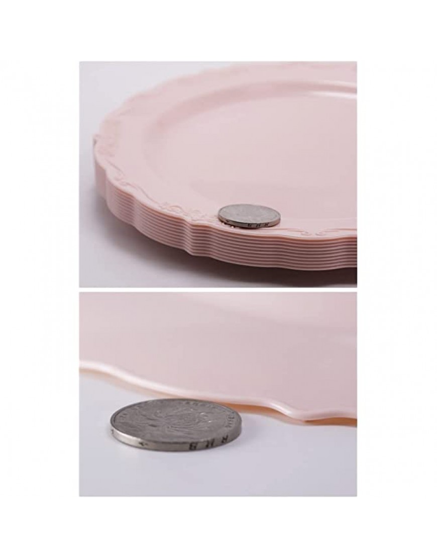 6PCS assiettes en plastique disques en plastique dur rose rond coloré sculpté dessert plateau de pique-nique solide imitation porcelaine assiettes-7,5 pouces 19cm rose - B8DHWPTNG
