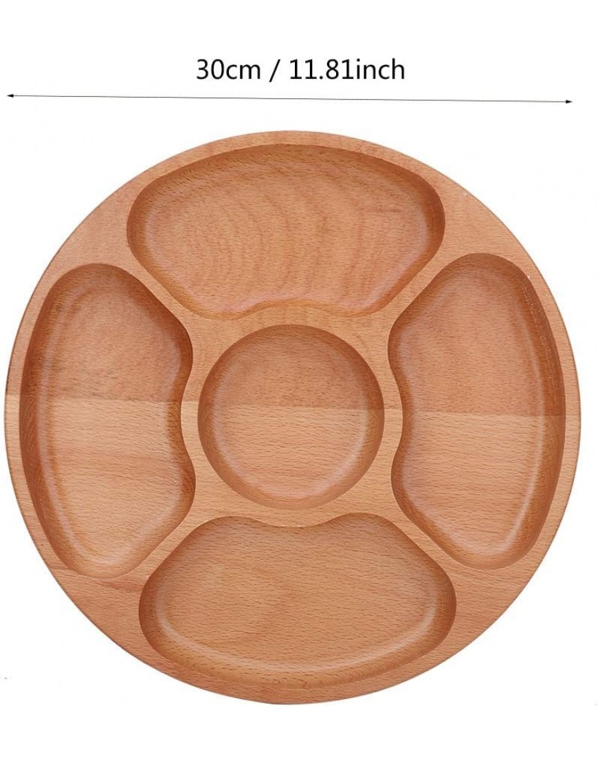 Assiette alimentaire prototype en bois assiette à dessert à cinq compartiments adaptée au dîner en famille30cm - B3HM1XPGW