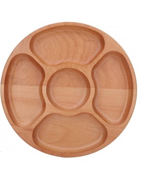 Assiette alimentaire prototype en bois assiette à dessert à cinq compartiments adaptée au dîner en famille30cm - B3HM1XPGW