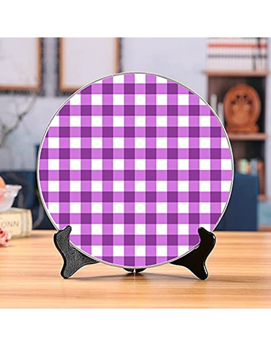 Girls'purple Checks Plaques en céramique modernes Plaques de décoration pour cuisine Maison Plaque oscillante avec présentoir Décoration Plaques de ménage Affichage - B1KMQHPCA