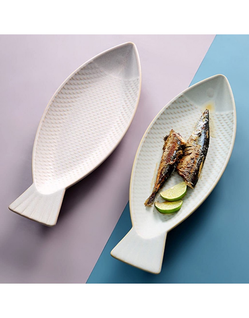 Qihu Plaque de Poisson créative Nordique céramique ménage Nouveau de la Grande Vaisselle personnalité en Forme de Poisson en Forme de Poisson Plaque de Poisson cuit à la Vapeur - BED8KERIZ