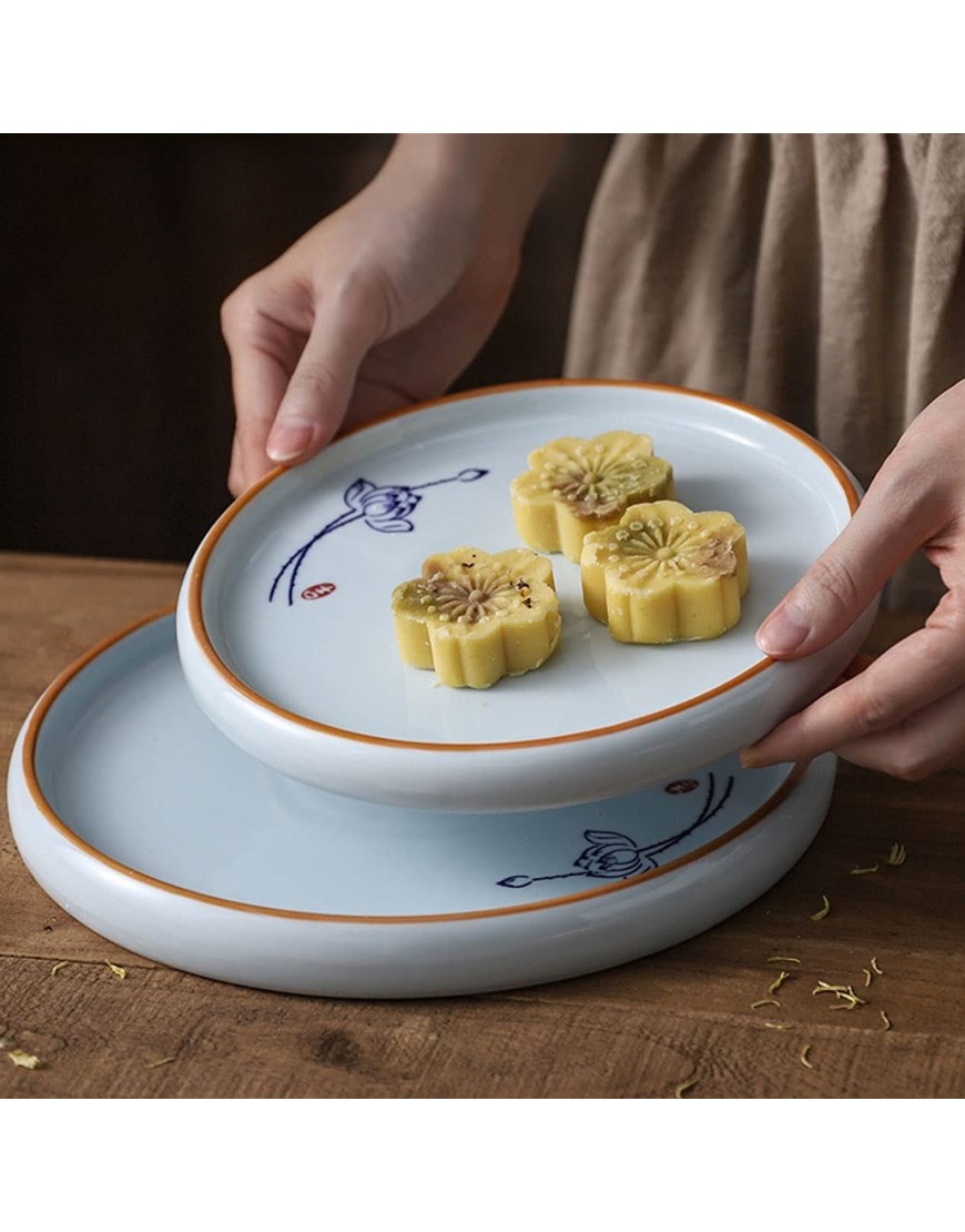 Qihu Plaque de rafraîchissement Zen Céramique Snack Plaque de Dessert Commerciale Style Chinois Lotus Lotus Plaque de Lune Vaisselle Couleur : White Taille : 9 inches - B16W1QTHY