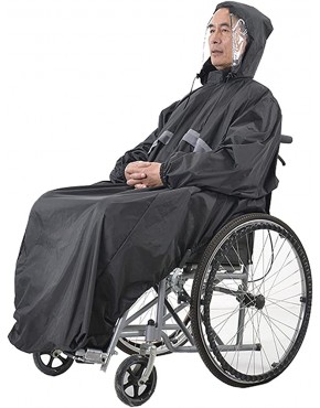Dibiao Poncho imperméable pour fauteuils roulants cape de pluie avec manches capuche et bandes réfléchissantes protection au-dessus du genou pour personnes âgées et patients - B48V3FLXT