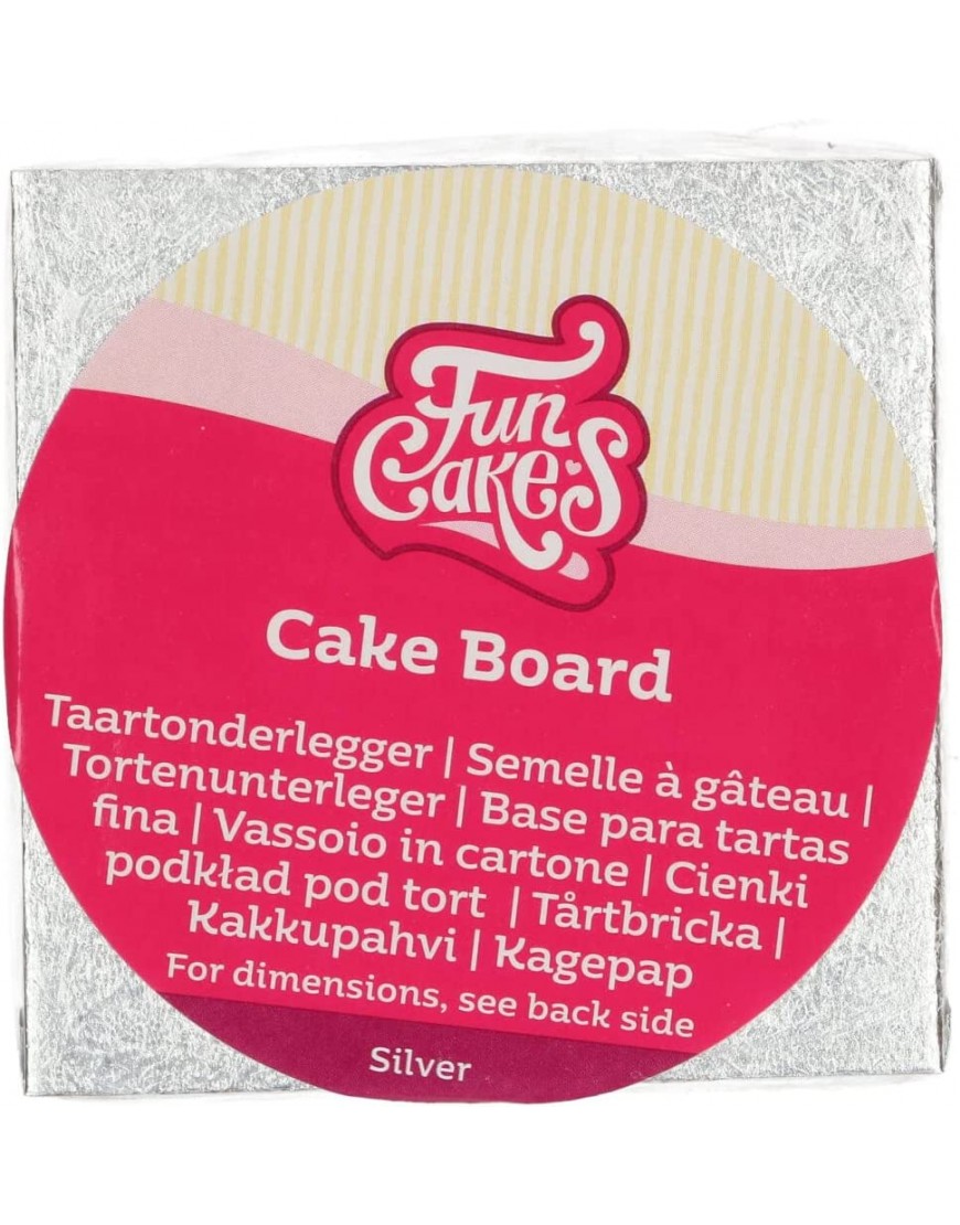 FunCakes Cake Board Carré 10 x 10 cm Argent : Carré Cake Board Base pour gâteau Haute qualité Aspect luxueux 1 pièce. - B37HAIFUC
