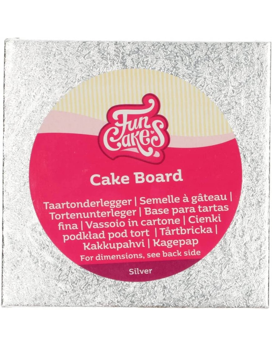 FunCakes Cake Board Carré 12,5 x 12,5 cm Argent : Cake Board carré Base pour gâteau Haute qualité Aspect luxueux 1 pièce. - B4468TPLA