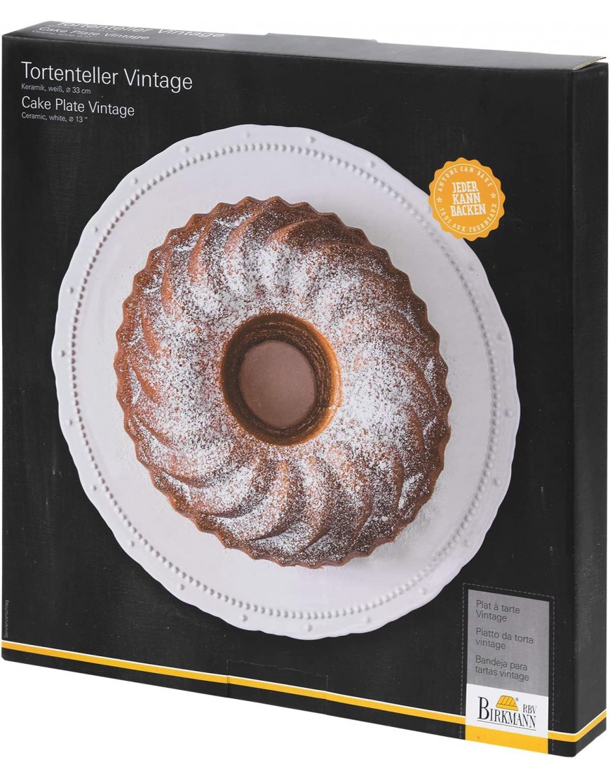 RBV Birkmann 443624 Assiette à gâteau style vintage en céramique blanc diamètre : 33 cm - B93Q8YTMH