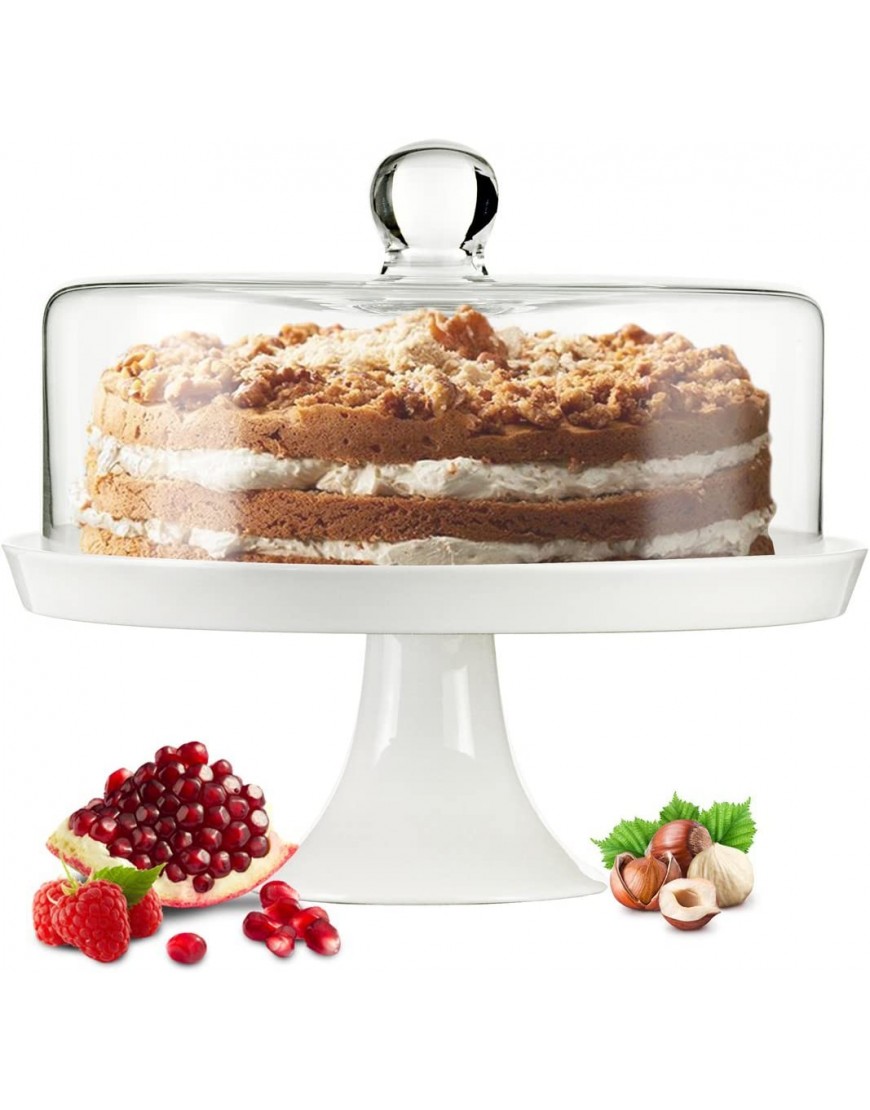 Sendez Cloche en verre cloche à gâteau cloche à fromage avec socle en porcelaine plat à tarte plat à gâteau - BJ3KASNQG