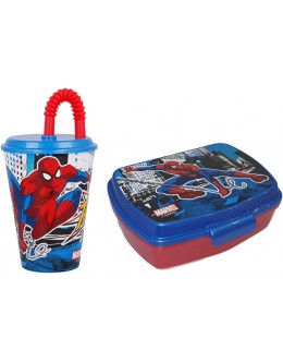 Generico Set Spiderman Marvel Verre avec Paille + Porte-bougie BPA Free SPIDER21 2 pc - B26K8LONO