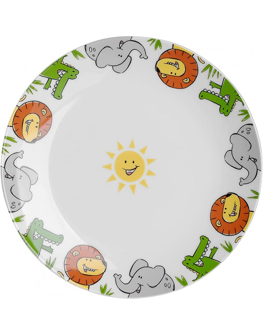 Leonardo Bambini 018637 Service de table en porcelaine pour enfant 3 pièces passe au lave-vaisselle motif de lion crocodile éléphant - B249VGUWK