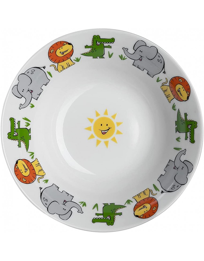 Leonardo Bambini 018637 Service de table en porcelaine pour enfant 3 pièces passe au lave-vaisselle motif de lion crocodile éléphant - B249VGUWK