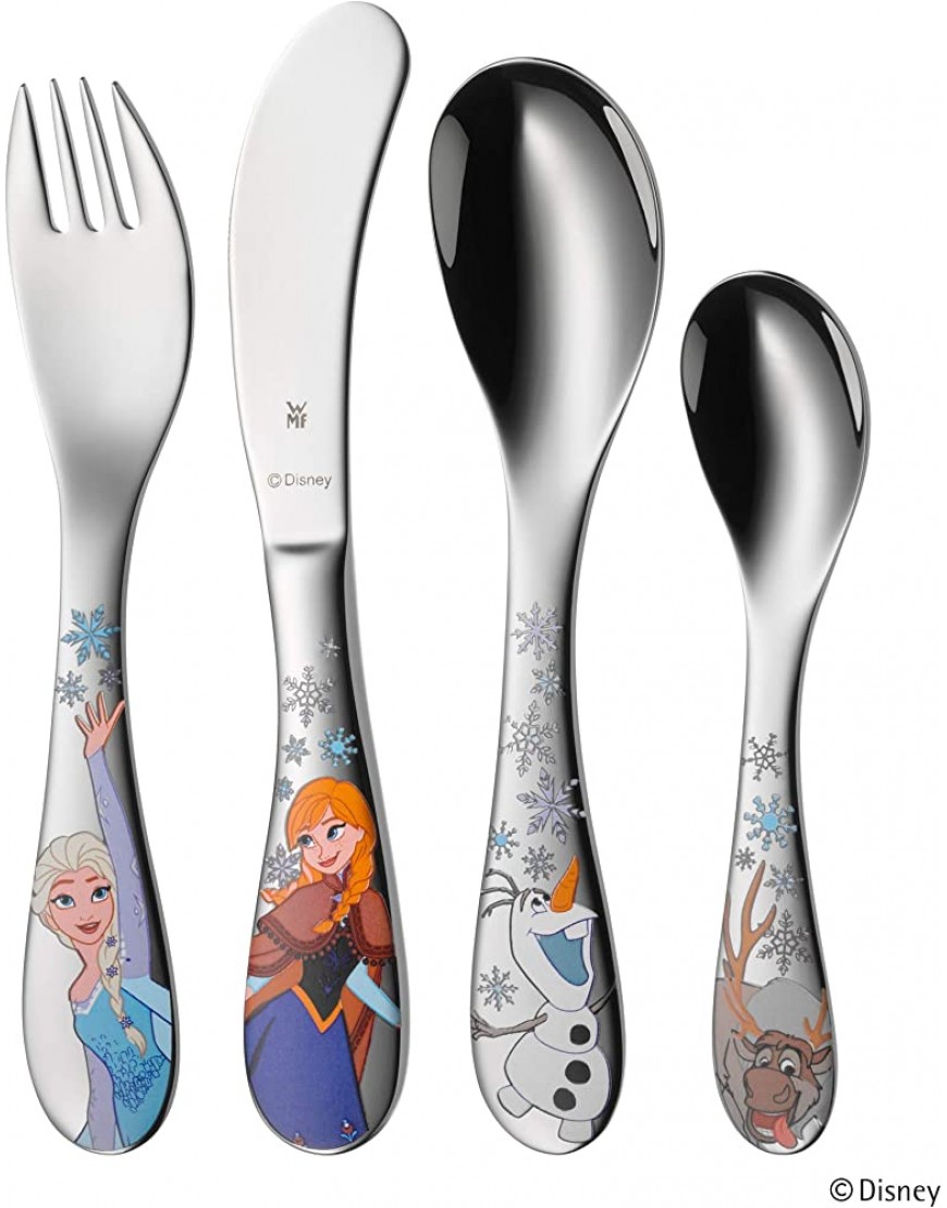 WMF Disney Frozen Vaisselle pour enfant avec couverts pour enfants 7 pièces Elsa & Anna à partir de 3 ans acier inoxydable Cromargan poli passe au lave-vaisselle couleur et qualité alimentaire - BMHBKABOH