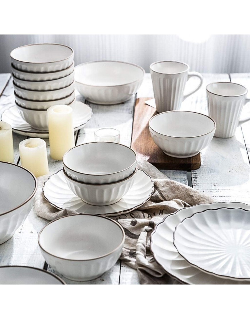 Ensembles de vaisselle en céramique Ensembles de vaisselle en céramique bol plat cuillère | Ensemble de vaisselle en forme de pétale Ensemble combiné en porcelaine de style minimaliste nordique,Blan - BDJ6VUTCX