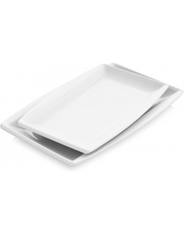 MALACASA Série Blance 2pcs Assiettes Plates Porcelaine Plat Rectangulaire Assiettes de Présentation - BA7K3HDRD