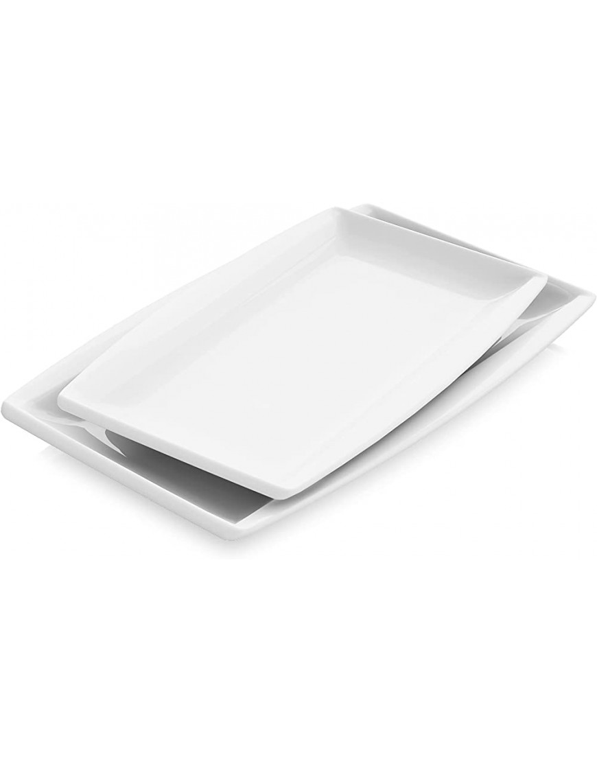 MALACASA Série Blance 2pcs Assiettes Plates Porcelaine Plat Rectangulaire Assiettes de Présentation - BA7K3HDRD