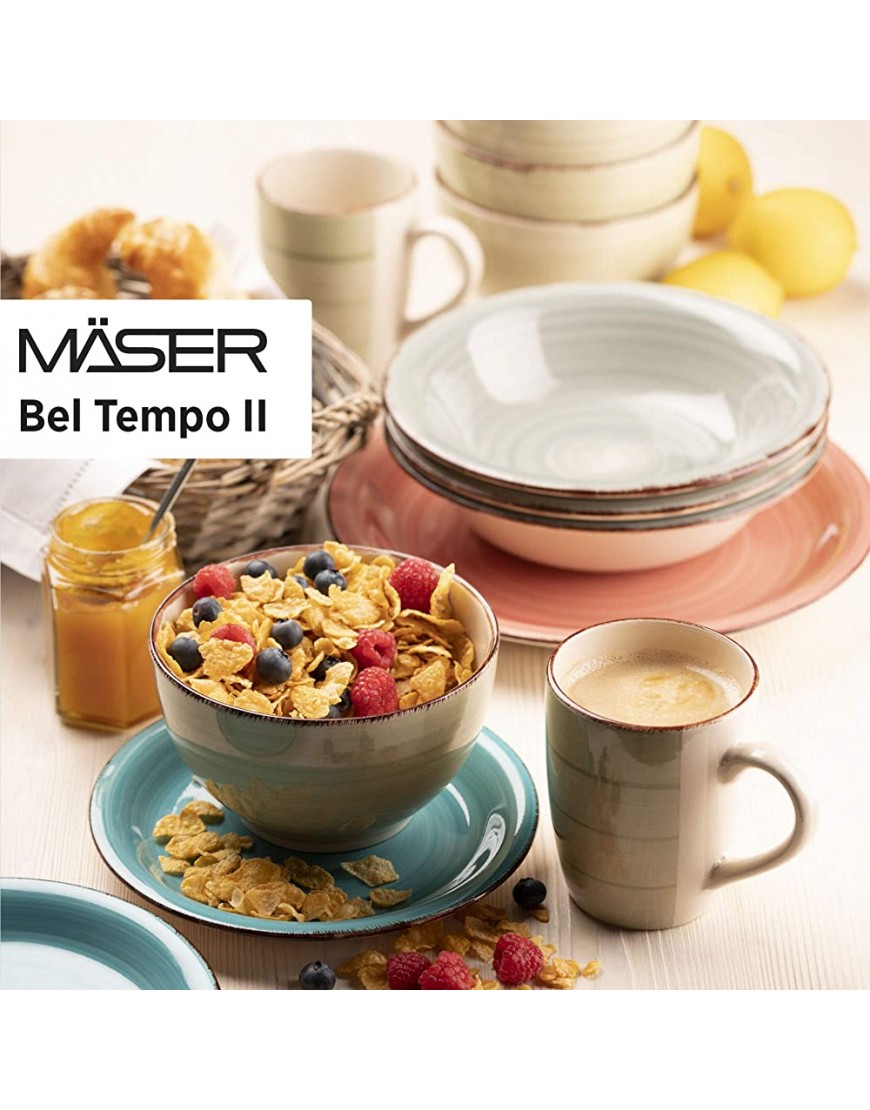 Mäser Série Bel Tempo Ensemble de vaisselle de petit-déjeuner Dans différentes couleurs Vert olive Bel Tempo Ii. - B9D3KIPWX