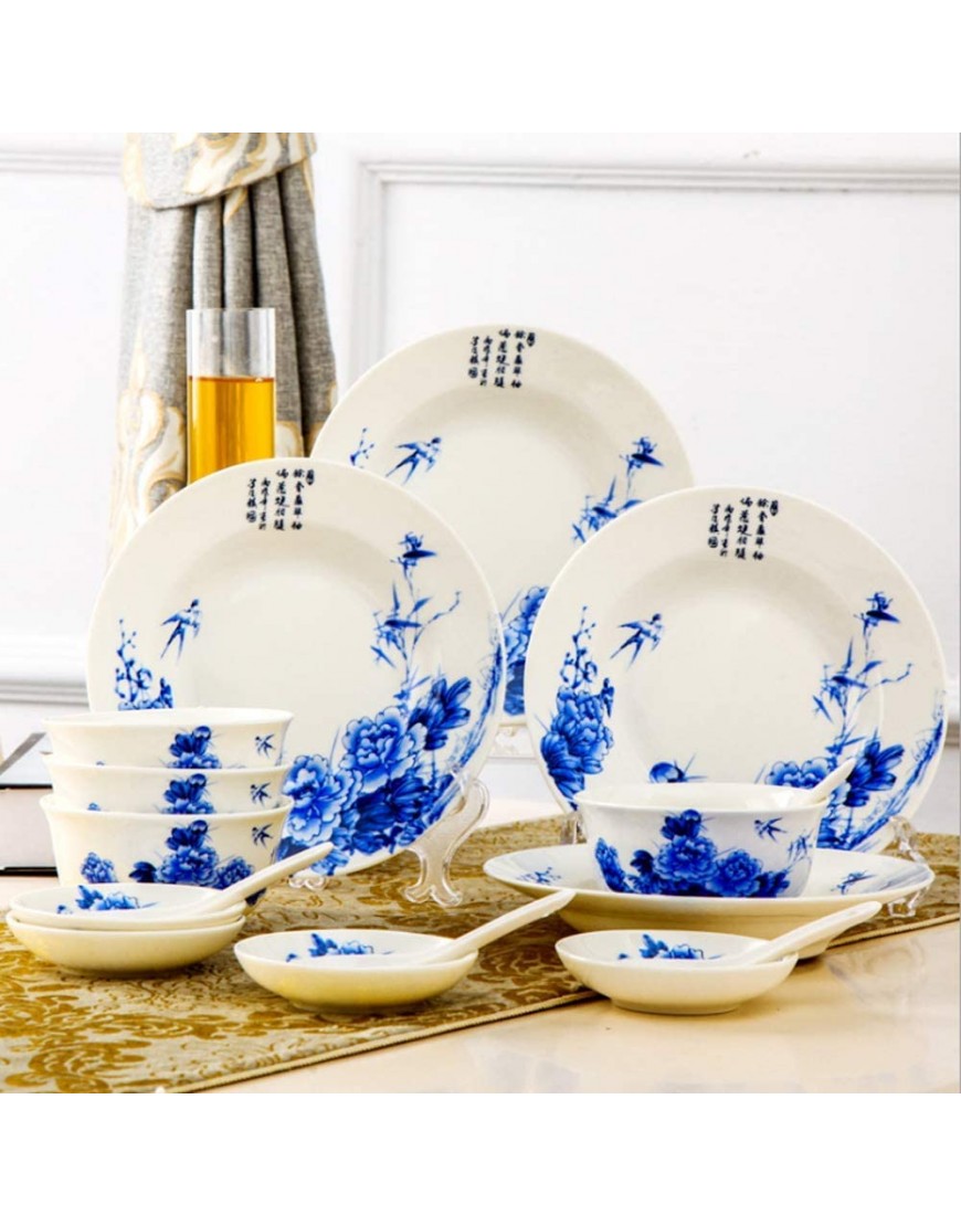 Service de table 44 pièces en porcelaine anglaise bleu et blanc convient pour une variété de cuisines - BBD74VEHN