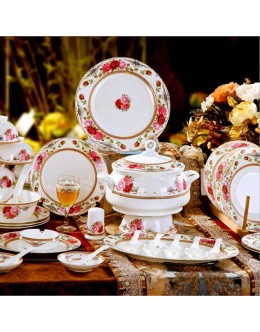 Service de table en porcelaine anglaise 44 pièces Vaisselle en porcelaine chinoise Passe au micro-ondes et au lave-vaisselle - BKNN1MJKE