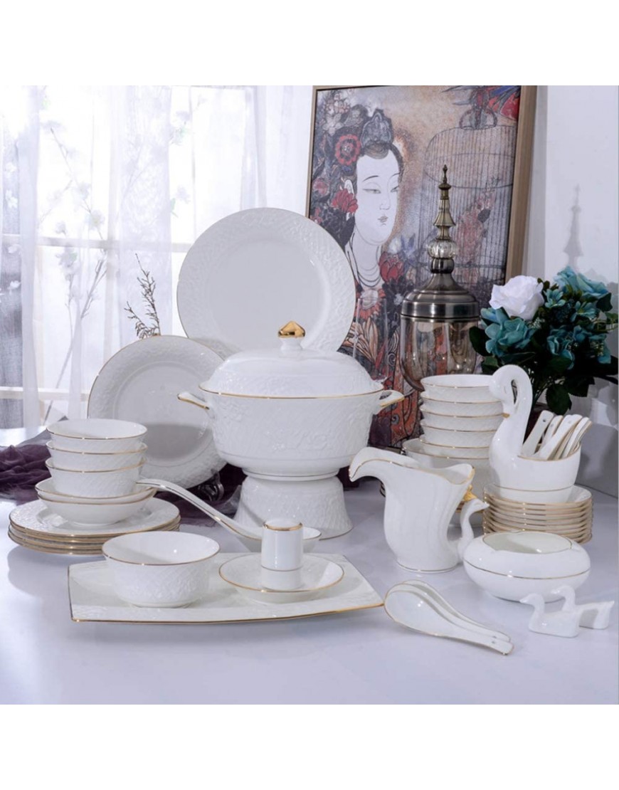 Service de table en porcelaine anglaise chinoise en relief rose 48 pièces - BN2E7AFUB