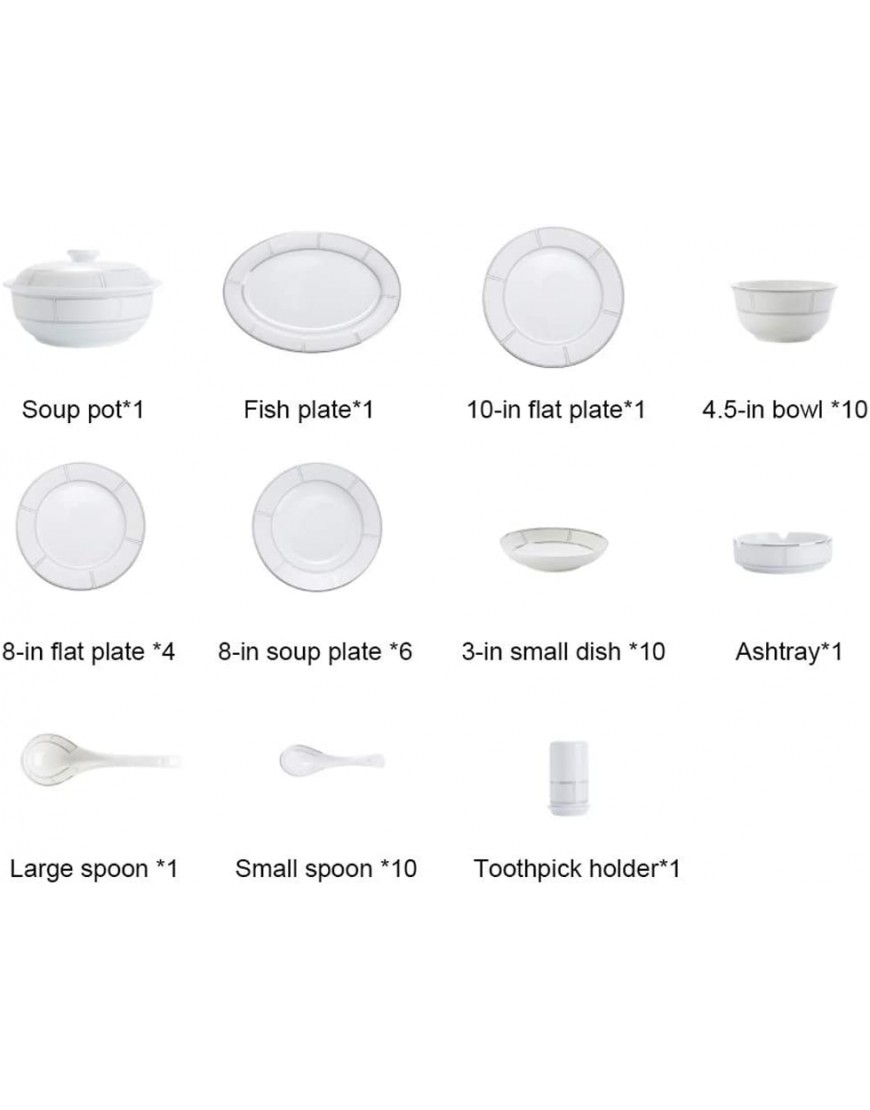 Service de Vaisselle en céramique avec 46 pièces Bol Plat Pot à Soupe cuillère | Ensembles de dîner Ensemble de Combinaison de Porcelaine de Style Minimaliste - B7KE3TANB