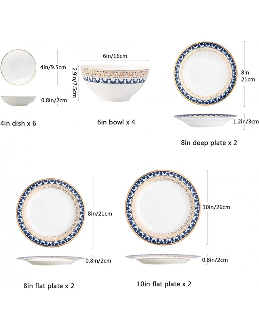 Service de Vaisselle en Porcelaine 16 pièces Assiettes Rondes Service de Vaisselle pour 6 Ensembles d'assiettes Assiettes et Bols Ensembles de Vaisselle - BN2AKEROX