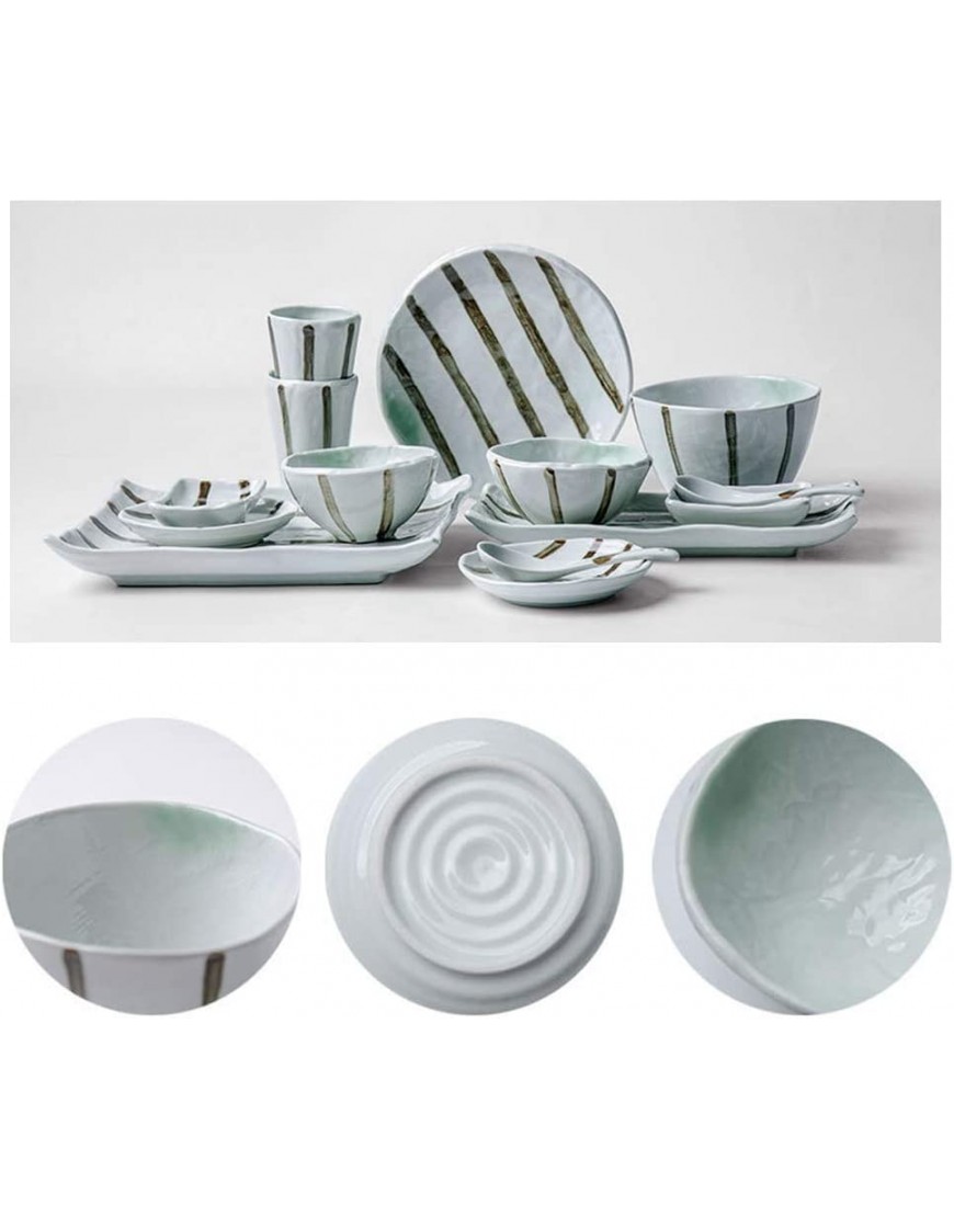 Vaisselle chinoise en céramique émaillée verte 14 pièces Vaisselle saine Pas facile à casser - BJ896YUBM