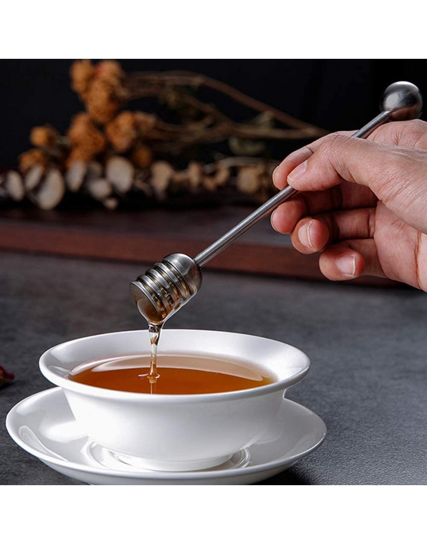 Cuillère à miel acier inoxydable miel et sirop cuillère serveur cuillère agitateur 16 cm longueur miel bâton en métal pour pot contenant -avec 4 pailles en acier inoxydable + 2 brosses de nettoyage - BJWKEJOSB
