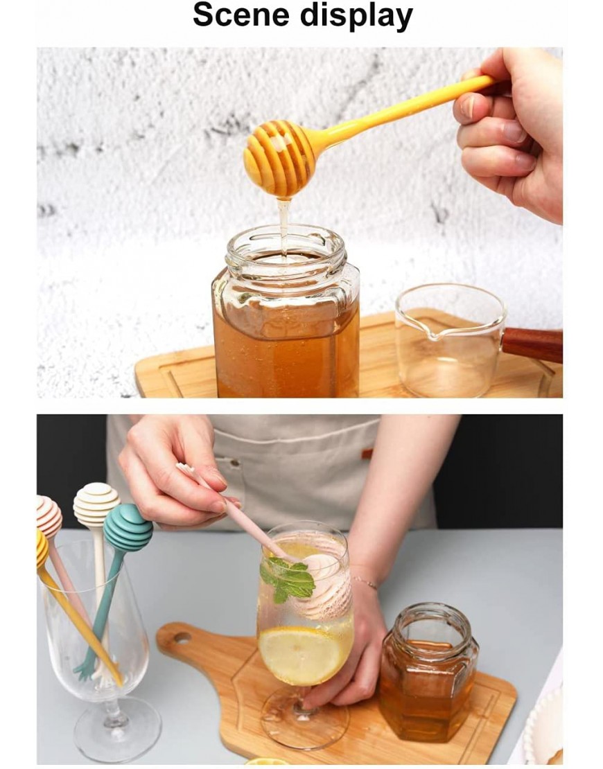 Lot de 4 cuillères à miel en forme de nid d'abeille Bâtons de confiture créatifs en plastique Bâtons mélangeurs pour café lait thé etc - B3NQ9DUBM