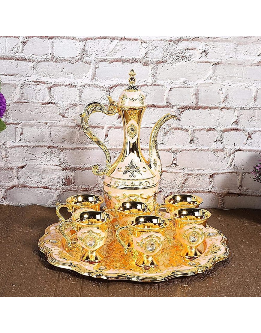 Cafetière Turque Vintage avec 6 Tasses à Café Ensemble de Théière en Métal Comprenant Une Théière Artisanale et Des Tasses à Thé pour Cadeau de Mariage D'artisanat D'artOr - BE2D2JIYT